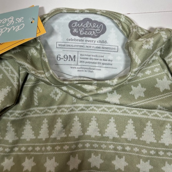 NWT Audrey & Bear Baby Sage Green Fair Isle 2-Piece Pajama Set Size 6-9M - Picture 5 of 5